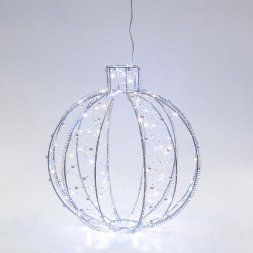 ΜΕΤΑΛΛΙΚΗ ΜΠΑΛΑ, 30 ΘΕΡΜΑ ΚΑΙ 30 ΛΕΥΚΑ LED, 500cm ΠΡΟΕΚΤΑΣΗ ΠΑΡΟΧΗΣ, 30x32cm, IP44 Magic Christmas