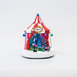 ΧΡΙΣΤΟΥΓΕΝΝΙΑΤΙΚΗ ΣΚΗΝΗ ΤΣΙΡΚΟΥ, ΜΕ ΜΕΤΑΣΧΗΜΑΤΙΣΤΗ, ΜΕ ΜΟΥΣΙΚΗ ΚΑΙ ΚΙΝΗΣΗ, 21,5x21x24,5cm Magic Christmas