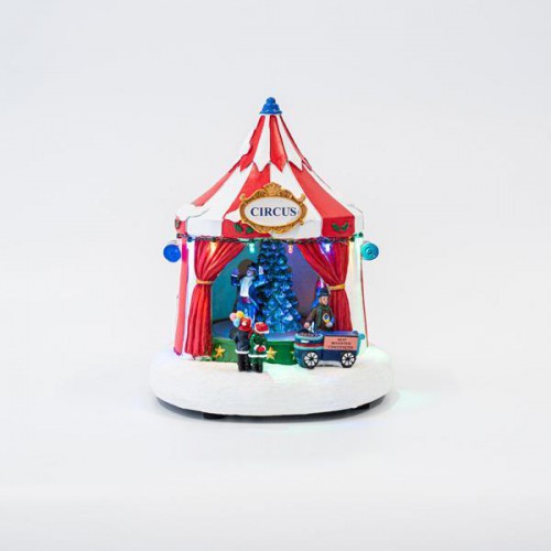 ΧΡΙΣΤΟΥΓΕΝΝΙΑΤΙΚΗ ΣΚΗΝΗ ΤΣΙΡΚΟΥ, ΜΕ ΜΕΤΑΣΧΗΜΑΤΙΣΤΗ, ΜΕ ΜΟΥΣΙΚΗ ΚΑΙ ΚΙΝΗΣΗ, 21,5x21x24,5cm Magic Christmas