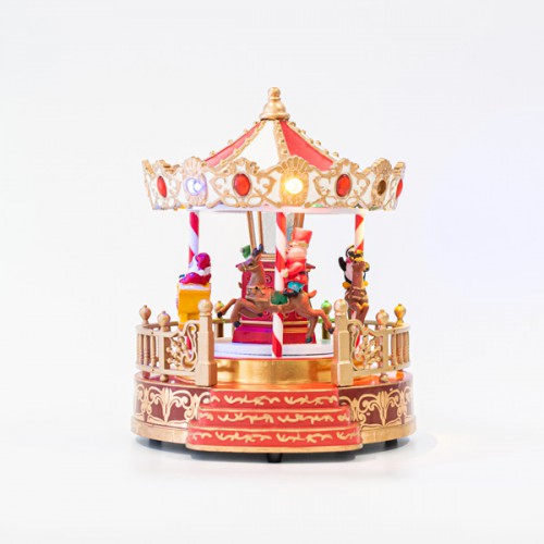 ΚΑΡΟΥΖΕΛ, ΚΟΚΚΙΝΟ-ΧΡΥΣΟ, ΜΕ ΑΓΙΟ ΒΑΣΙΛΗ ΚΑΙ ΚΑΡΥΟΘΡΑΥΣΤΗ, ΜΕ ΜΕΤΑΣΧΗΜΑΤΙΣΤΗ, ΜΕ ΜΟΥΣΙΚΗ ΚΑΙ ΚΙΝΗΣΗ, 18x20x22,5cm Magic Christmas