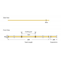 ΤΑΙΝΙΑ LED COB 25M 6W 48V 3000K 504L/M IP44 PRO EUROLAMP