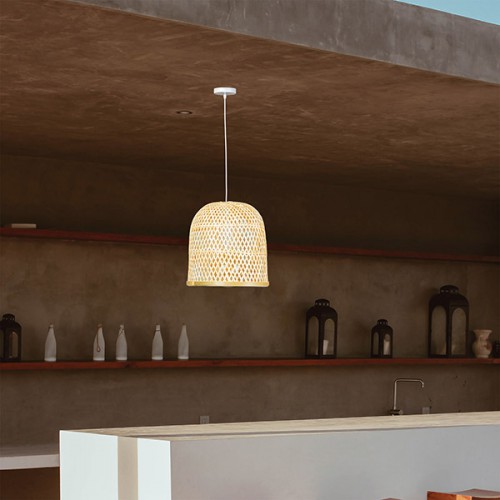 ARTE ILLUMINA ΦΩΤΙΣΤΙΚΟ ΚΡΕΜΑΣΤΟ ΜΟΝΟΦΩΤΟ Ε27 MAX 60W D300X300H BAMBOO - EUROLAMP