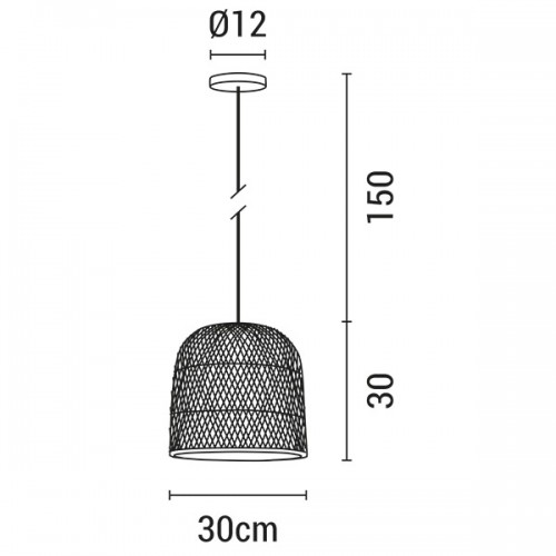 ARTE ILLUMINA ΦΩΤΙΣΤΙΚΟ ΚΡΕΜΑΣΤΟ ΜΟΝΟΦΩΤΟ Ε27 MAX 60W D300X300H BAMBOO - EUROLAMP