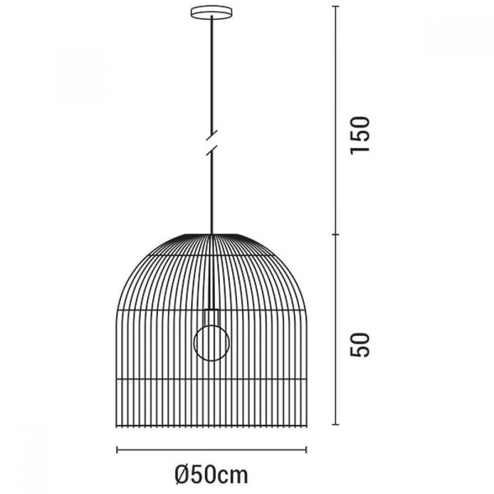 ARTE ILLUMINA ΦΩΤΙΣΤΙΚΟ ΚΡΕΜΑΣΤΟ ΜΟΝΟΦΩΤΟ Ε27 MAX 60W D500X500 RATTAN - EUROLAMP