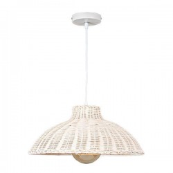 ARTE ILLUMINA ΦΩΤΙΣΤΙΚΟ ΚΡΕΜΑΣΤΟ ΜΟΝΟΦΩΤΟ Ε27 MAX 60W D450XH180 RATTAN ΛΕΥΚΟ - EUROLAMP