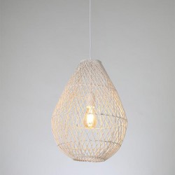 ARTE ILLUMINA ΦΩΤΙΣΤΙΚΟ ΚΡΕΜΑΣΤΟ ΜΟΝΟΦΩΤΟ Ε27 Φ40 MAX 60W RATTAN ΛΕΥΚΟ - EUROLAMP