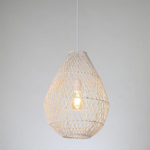 ARTE ILLUMINA ΦΩΤΙΣΤΙΚΟ ΚΡΕΜΑΣΤΟ ΜΟΝΟΦΩΤΟ Ε27 Φ40 MAX 60W RATTAN ΛΕΥΚΟ - EUROLAMP