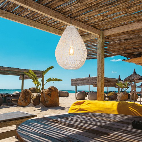 ARTE ILLUMINA ΦΩΤΙΣΤΙΚΟ ΚΡΕΜΑΣΤΟ ΜΟΝΟΦΩΤΟ Ε27 Φ40 MAX 60W RATTAN ΛΕΥΚΟ - EUROLAMP