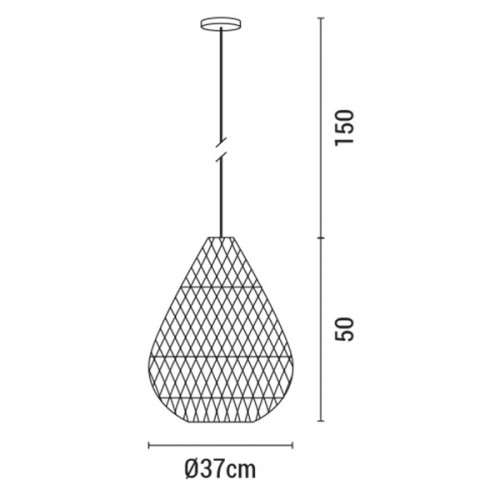 ARTE ILLUMINA ΦΩΤΙΣΤΙΚΟ ΚΡΕΜΑΣΤΟ ΜΟΝΟΦΩΤΟ Ε27 MAX 60WD370X500 RATTAN ΜΑΥΡΟ - EUROLAMP