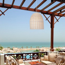 ARTE ILLUMINA ΦΩΤΙΣΤΙΚΟ ΚΡΕΜΑΣΤΟ ΜΟΝΟΦΩΤΟ Ε27 MAX 60W D450XH560 RATTAN ΛΕΥΚΟ - EUROLAMP