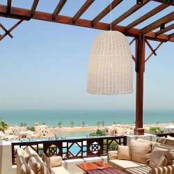 ARTE ILLUMINA ΦΩΤΙΣΤΙΚΟ ΚΡΕΜΑΣΤΟ ΜΟΝΟΦΩΤΟ Ε27 MAX 60W D650XH850 RATTAN ΛΕΥΚΟ - EUROLAMP