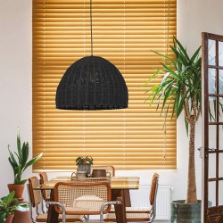 ARTE ILLUMINA ΦΩΤΙΣΤΙΚΟ ΚΡΕΜΑΣΤΟ ΜΟΝΟΦΩΤΟ Ε27 D500*350 MAX 60W RATTAN ΜΑΥΡΟ - EUROLAMP