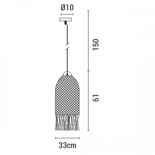 ARTE ILLUMINA ΦΩΤΙΣΤΙΚΟ ΚΡΕΜΑΣΤΟ ΜΟΝΟΦΩΤΟ Ε27 MAX 60W H610*D330MMRATTAN ΜΑΥΡΟ - EUROLAMP