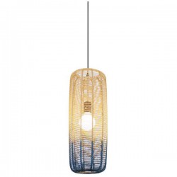 ARTE ILLUMINA ΦΩΤΙΣΤΙΚΟ ΚΡΕΜΑΣΤΟ ΜΟΝΟΦΩΤΟ Ε27 220X520MM RATTAN ΑΣΠΡΟ ΓΑΛΑΖΙΟ - EUROLAMP