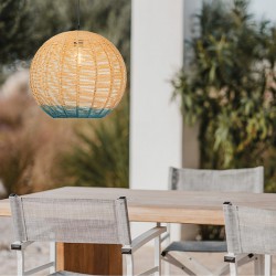 ARTE ILLUMINA ΦΩΤΙΣΤΙΚΟ ΚΡΕΜΑΣΤΟ ΜΟΝΟΦΩΤΟ Ε27 490X450MM RATTAN ΑΣΠΡΟ ΓΑΛΑΖΙΟ - EUROLAMP