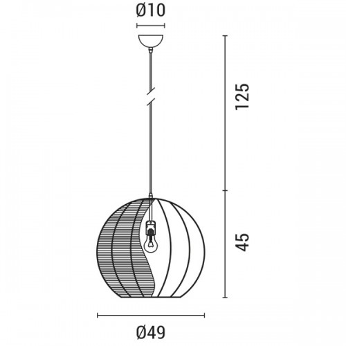 ARTE ILLUMINA ΦΩΤΙΣΤΙΚΟ ΚΡΕΜΑΣΤΟ ΜΟΝΟΦΩΤΟ Ε27 490X450MM RATTAN ΑΣΠΡΟ ΓΑΛΑΖΙΟ - EUROLAMP