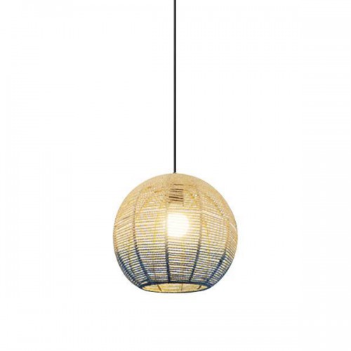 ARTE ILLUMINA ΦΩΤΙΣΤΙΚΟ ΚΡΕΜΑΣΤΟ ΜΟΝΟΦΩΤΟ Ε27 390X360MM RATTAN ΑΣΠΡΟ ΓΑΛΑΖΙΟ - EUROLAMP