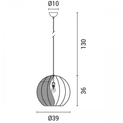 ARTE ILLUMINA ΦΩΤΙΣΤΙΚΟ ΚΡΕΜΑΣΤΟ ΜΟΝΟΦΩΤΟ Ε27 390X360MM RATTAN ΑΣΠΡΟ ΓΑΛΑΖΙΟ - EUROLAMP