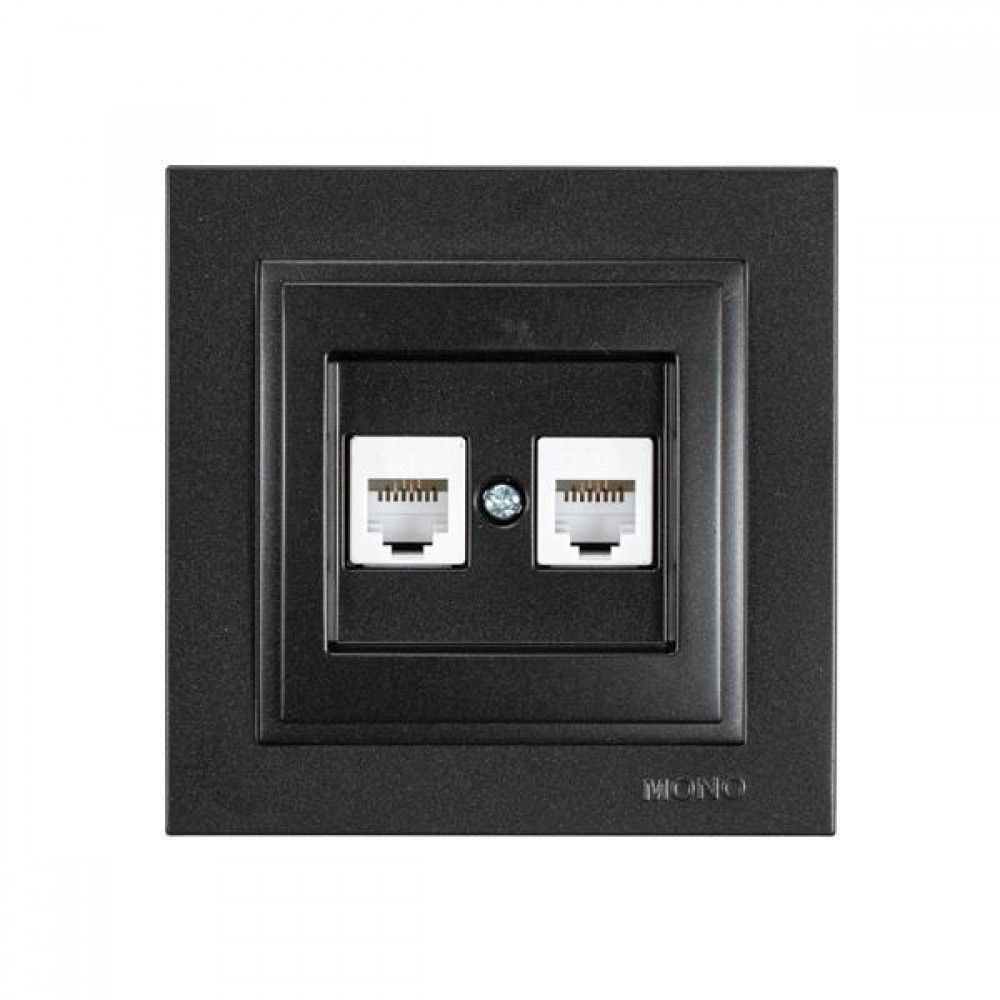 ΠΡΙΖΑ ΤΗΛΕΦΩΝΟΥ ΔΙΠΛΗ RJ 11 ΜΑΥΡΟ EUROLAMP