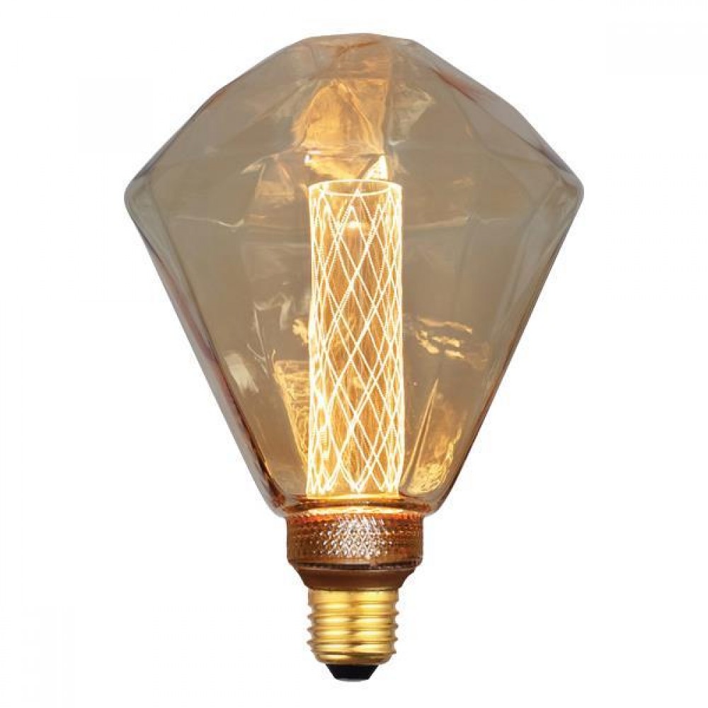 Λάμπα LED Διαμάντι G125 3,5W Ε27 2000K 220-240V GOLD GLASS DIMMABLE - Eurolamp
