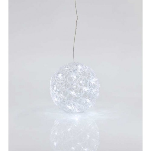 Ακρυλική Μπάλα, 30 Λευκά LED, Με Μετασχηματιστής, 20CM, IP44 - Magic Christmas