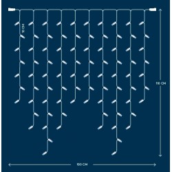 ΒΡΟΧΗ DIY, 86 LED, 230V, ΛΕΥΚΟ ΚΑΛΩΔΙΟ ΚΑΟΥΤΣΟΥΚ, ΘΕΡΜΟ ΛΕΥΚΟ LED, ΜΕ ΕΠΕΚΤΑΣΗ, 7/9/11/9/7, ΑΝΑ 10cm, 1x1m, ΙΡ65