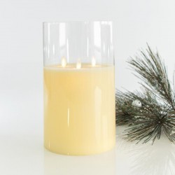 Κερί Μπαταρίας Με Κίνηση Στη Φλόγα, Με 3 Φλόγες Και Γυαλί Με Χρονοδιακόπτη, 15X25CM - Magic Christmas