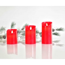 LED Κερί Μπαταρίας Κόκκινο, Με Κίνηση Στη Φλόγα Και Χρονοδιακόπτη Σε Τρία Μεγέθη Magic Christmas
