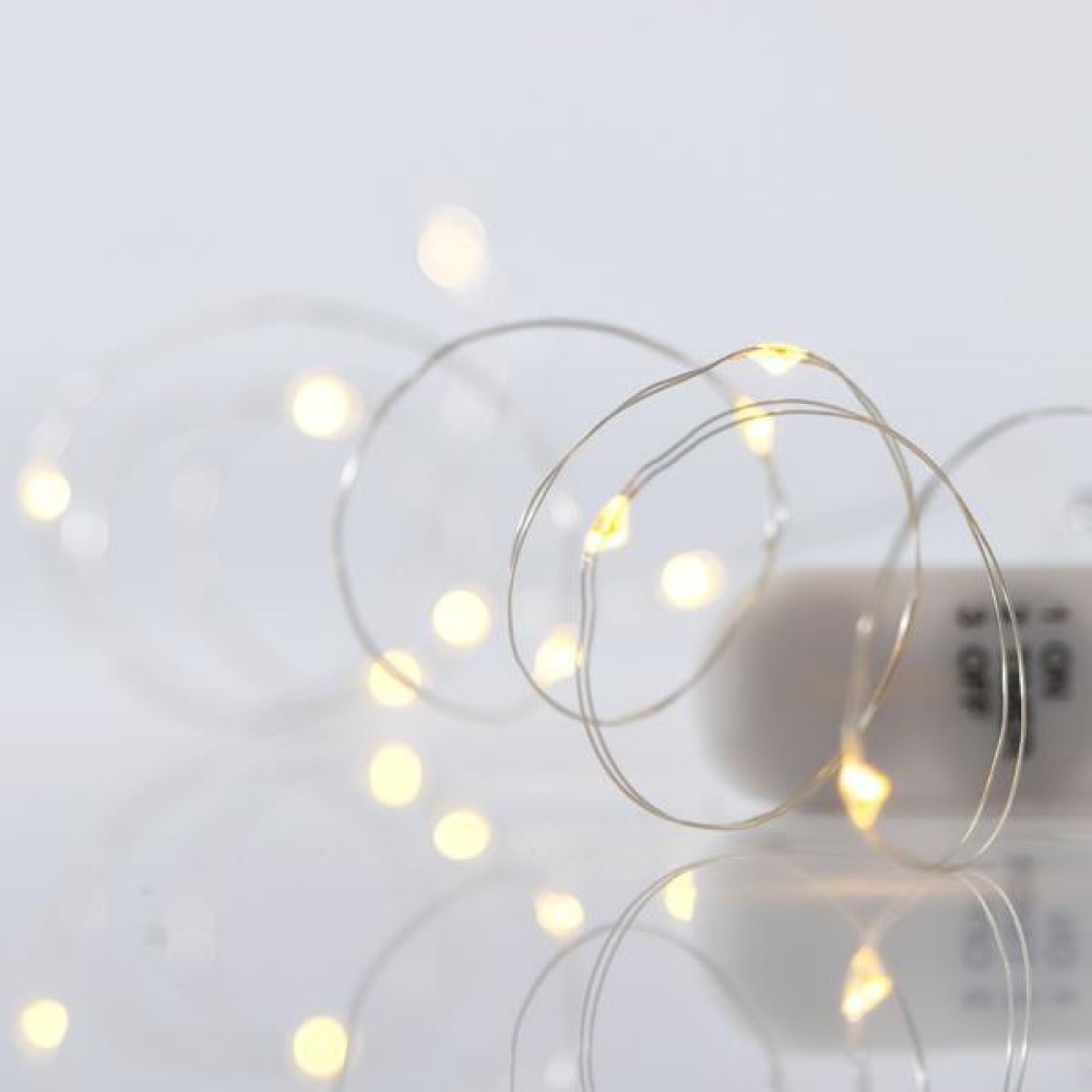 Fairy Lights 12 Led Σε Σειρά Με Μπαταρία - Ασημί Χαλκός IP20 Magic Christmas