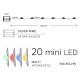 Fairy Lights Σειρά Μπαταρίας, 20 MINI LED, 3XAA, 10CM Προέκταση Παροχής, Ασημί Χαλκός, Χρωματιστό LED, Ανά 10CM, 2M, IP20 - Magic Christmas