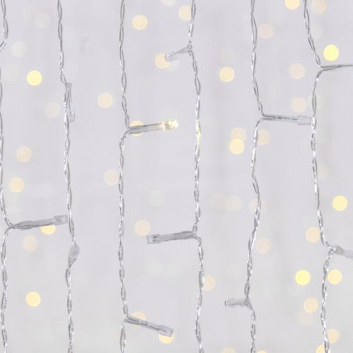 240 LED FLASH Κουρτίνα Με Επέκταση Με Διάφανο Καλώδιο Σε Θερμό Λευκό - 2600K IP44 Magic Christmas