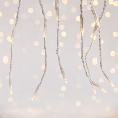 360 LED Κουρτίνα Με Επέκταση Και Πρόγραμμα Χιονόπτωσης Με Διάφανο Καλώδιο Θερμό Λευκό - 200x200cm IP44 Magic Christmas