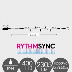 400 LED Σε Σειρά Με Επέκταση Με Πράσινο Καλώδιο Σε Θερμό Λευκό Με Μικρόφωνο Και Πρόγραμμα Βάσει Της Μουσικής - 23,05m 2200K-2300K IP44 Magic Christmas