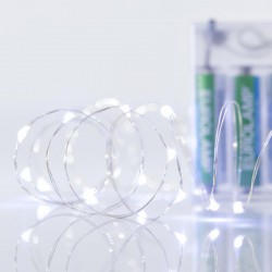 Fairy Lights 20 Led Σε Σειρά Με Μπαταρία - Ασημί Χαλκός - IP20 3x AA 200cm Magic Christmas