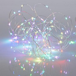 ΣΕΙΡΑ, 100 ΜΙΝΙ LED, 4,5V, ΜΕ ΜΕΤΑΣΧΗΜΑΤΙΣΤΗ ΚΑΙ ΤΗΛΕΧΕΙΡΙΣΤΗΡΙΟ (M/F, ON/OFF, TIMER), ΠΡΟΕΚΤΑΣΗ ΠΑΡΟΧΗΣ 500cm, ΑΣΗΜΙ ΧΑΛΚΟΣ, SYCHRONIZ RGB LED, ANA 10cm, ΙΡ44 Magic Christmass