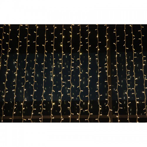 Κουρτίνα 480 LED 3x3m Επεκτεινόμενη Με Διάφανο Καλώδιο Αδιάβροχα IP44 Χάλκινο Θερμό 2200K Magic Christmas