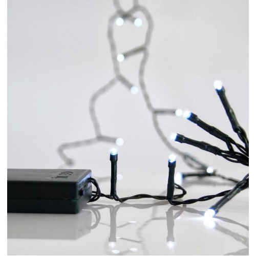 20 LED Σε Σειρά Με Μπαταρία Και Πράσινο Καλώδιο IP20 Λευκό 7500K Magic Christmas