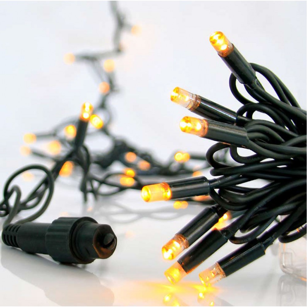 100 LED Σε Σειρά Με Επέκταση Και Πράσινο Καλώδιο Αδιάβροχα IP44 - Θερμό Λευκό 2700K Magic Christmas