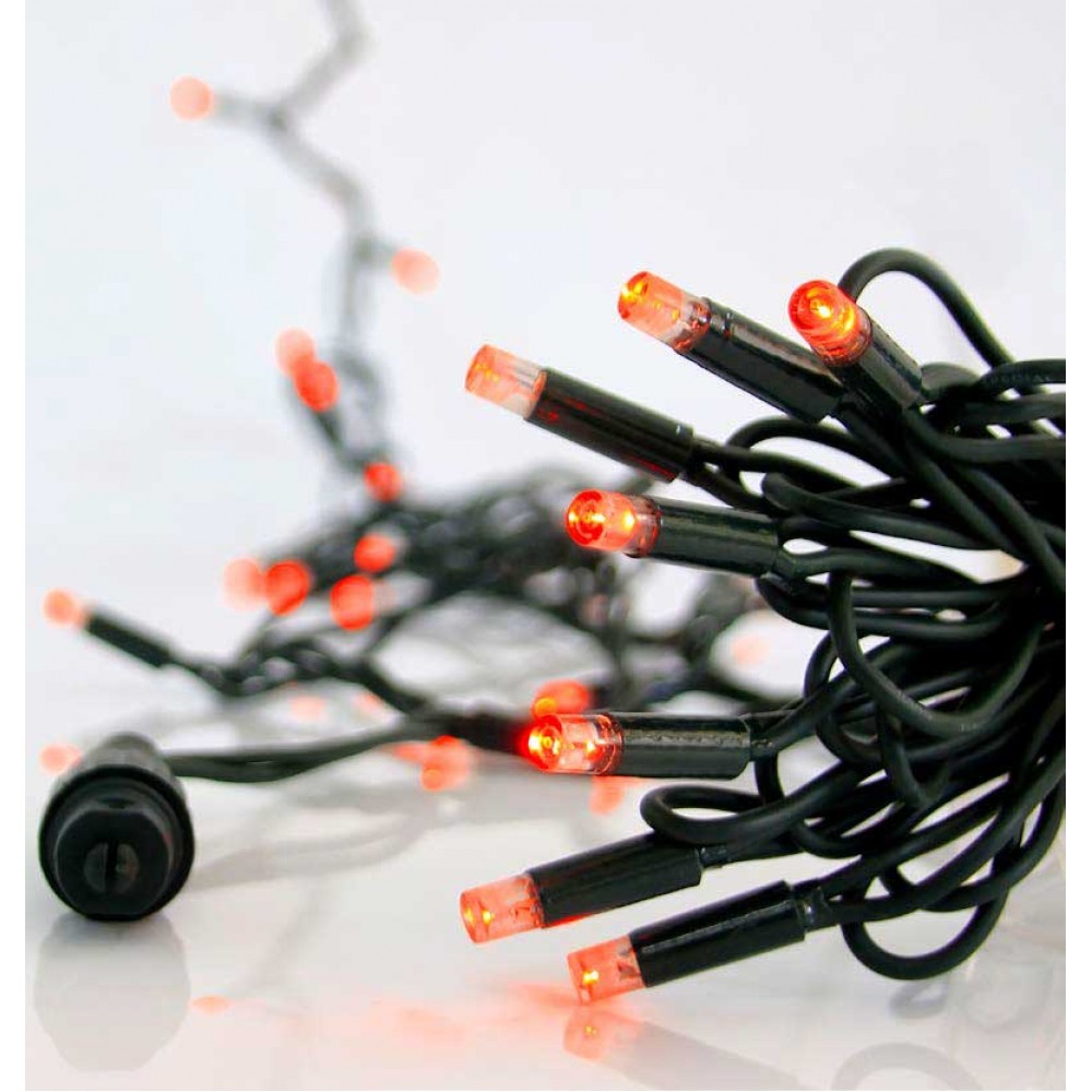 100 LED Σε Σειρά Με Επέκταση Και Πράσινο Καλώδιο Αδιάβροχα IP65 - Κόκκινο Magic Christmas