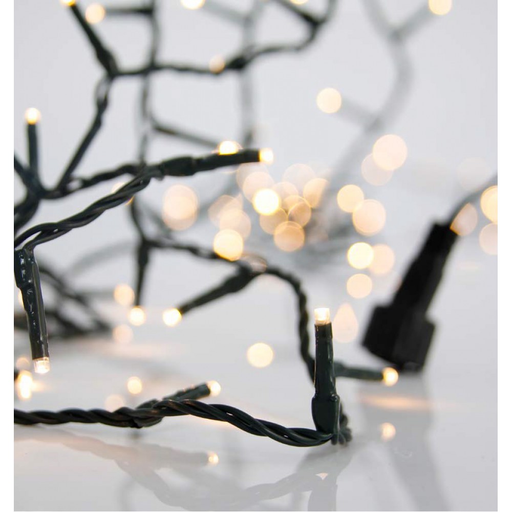 100 LED Σε Σειρά Επεκτεινόμενα Με Πράσινο Καλώδιο Αδιάβροχα IP44 Χάλκινο Λευκό 2200K Magic Christmas