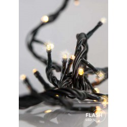 700 LED FLASH Σε Σειρά Με Επέκταση Με Πράσινο Καλώδιο Σε Θερμό Λευκό - 73,10m 2600Κ IP44 Magic Christmas