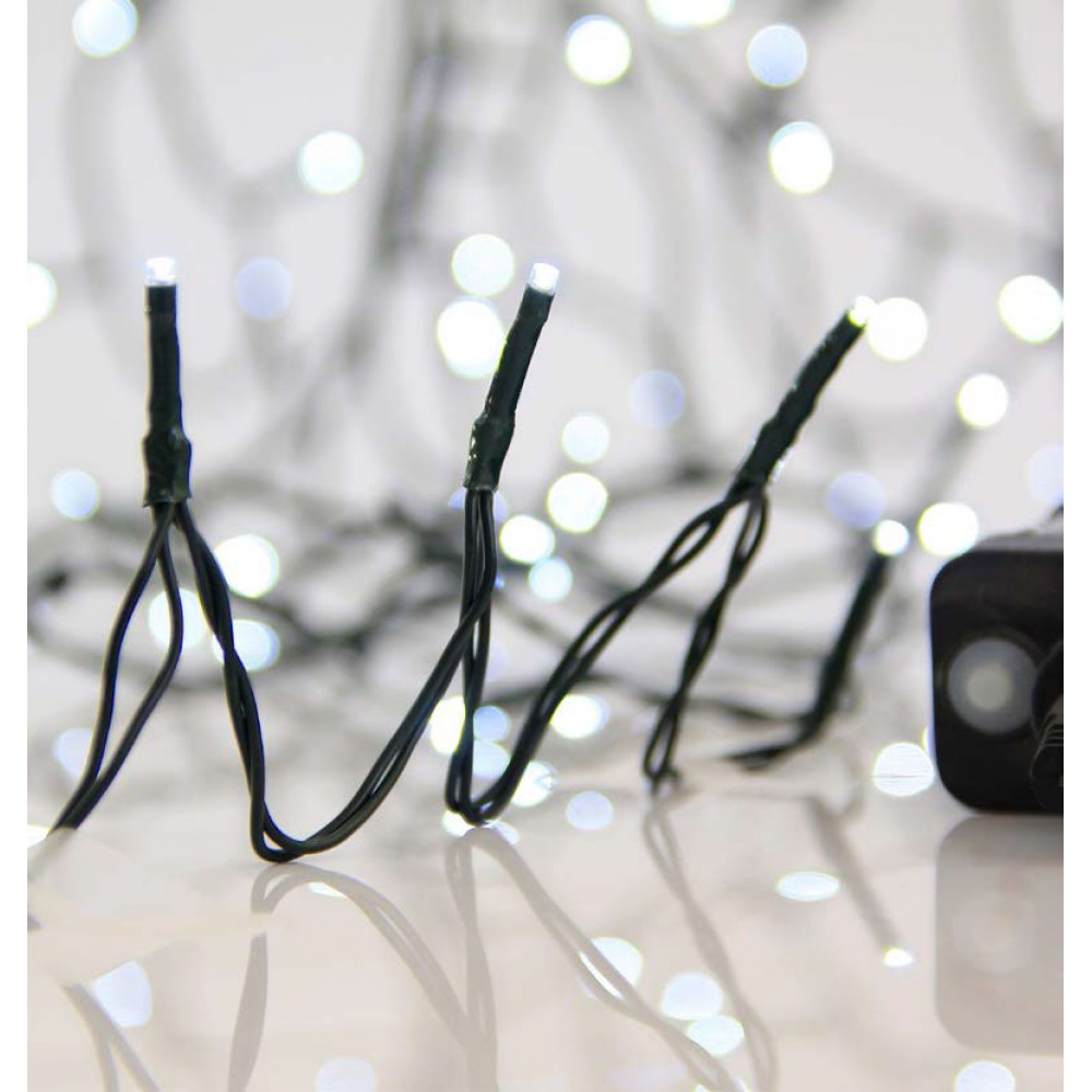 1500 LED Σε Σειρά Με Πρόγραμμα Και Πράσινο Καλώδιο Αδιάβροχα IP44 Λευκό 7500K Magic Christmas