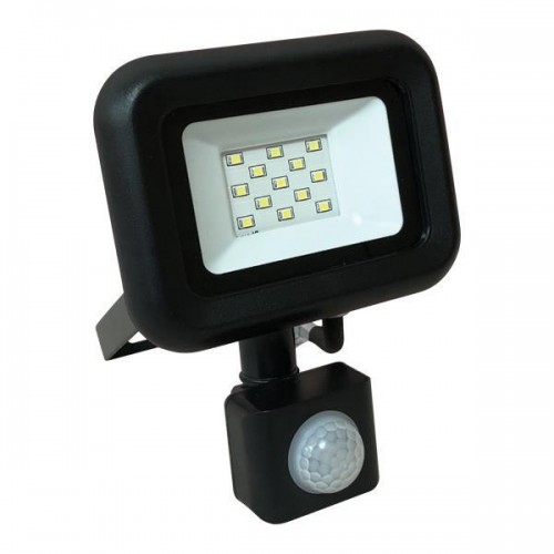 Προβολέας LED SMD Με Περιστρεφόμενο Ανιχνευτή Κίνησης PLUS 10W Μαύρος IP44 PLUS - Eurolamp