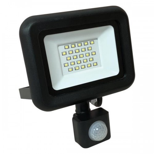 Προβολέας LED SMD Με Περιστρεφόμενο Ανιχνευτή Κίνησης PLUS 20W Μαύρος IP44 PLUS - Eurolamp