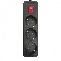 Πολύπριζο 3 Θέσεων Με Καλώδιο Και Διακόπτη 3X1,5MM 1,5M Μαύρο Με Παιδική Προστασία - Eurolamp