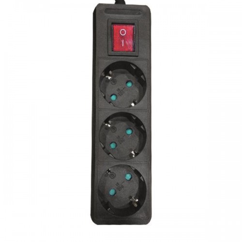 Πολύπριζο 3 Θέσεων Με Καλώδιο Και Διακόπτη 3X1,5MM 1,5M Μαύρο Με Παιδική Προστασία - Eurolamp