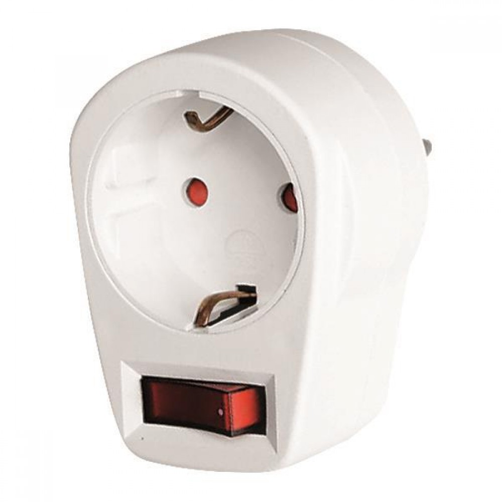 Αντάπτορας Από Ένα Σούκο Σε Ένα Σουκο Με Διακόπτη & Παιδική Προστασία - Eurolamp