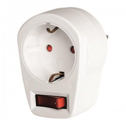 Αντάπτορας Από Ένα Σούκο Σε Ένα Σουκο Με Διακόπτη & Παιδική Προστασία - Eurolamp