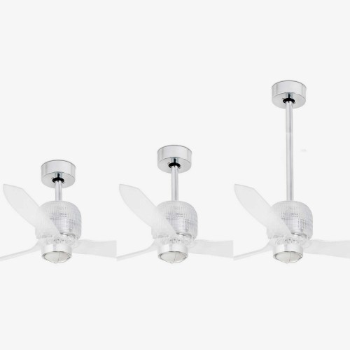 Ανεμιστήρας Με Ατσάλινο DC Μοτέρ Σε Shiny Χρωμέ Χρώμα Με LED Φως 16W DECO FAN FARO