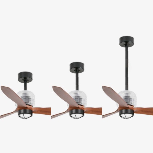 Ανεμιστήρας Με Ατσάλινο DC Μοτέρ Μαύρος Με Ξύλινα Φτερά Με LED Φως 16W SMART DECO FAN FARO